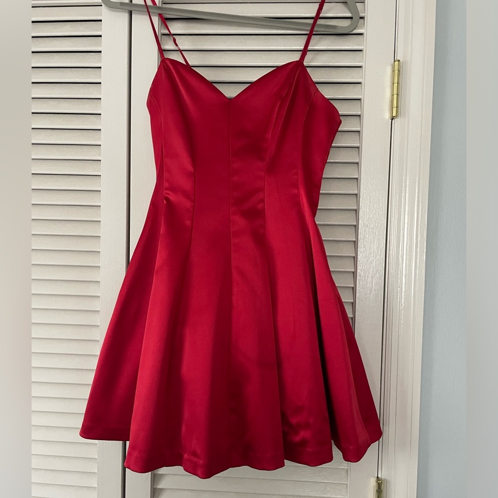 Bebe Satin Red Party Dress. Size 4